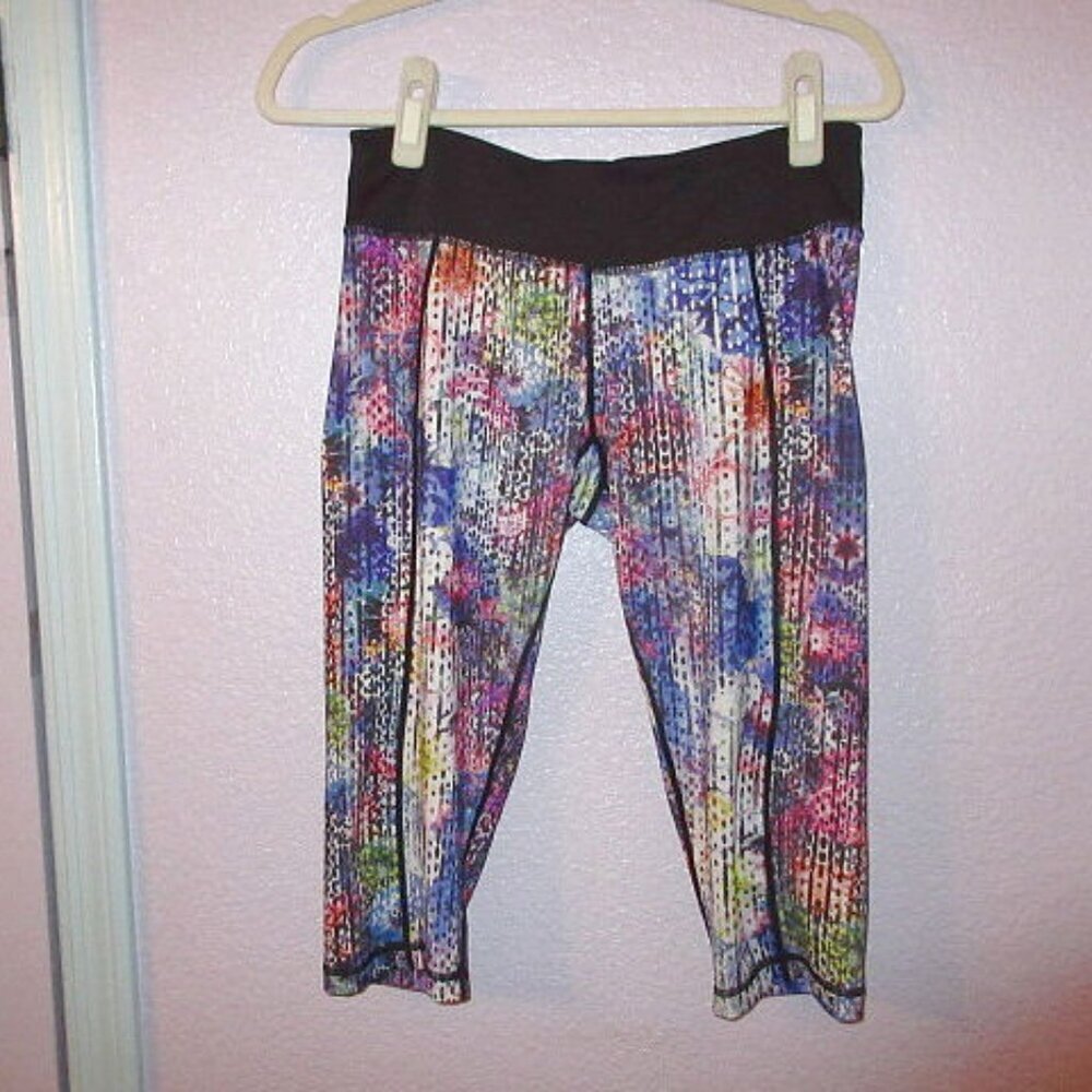 Vtg Y2K Betsey Johnson Leggings Size M Psycho Floral Low Rise Active Crop Grunge